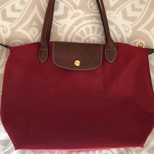 Longchamp Small “Le Pliage” Tote—Red